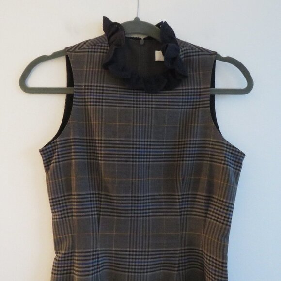 SEA NEW YORK Wool Blend Plaid Dark Academia Shift Dress Officecore - Size US 0 - Picture 3 of 16